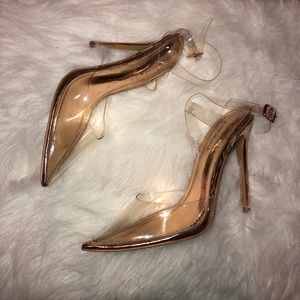 Clear, pointed heels